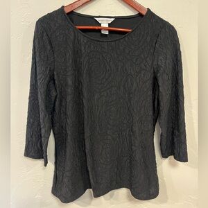 Christopher & Banks Black Textured Blouse Women’s Large